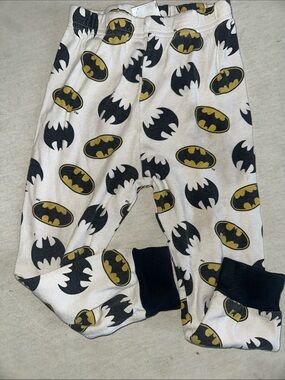 Kids Size 4T Batman Black, White & Gold Logo Pajama Bottoms